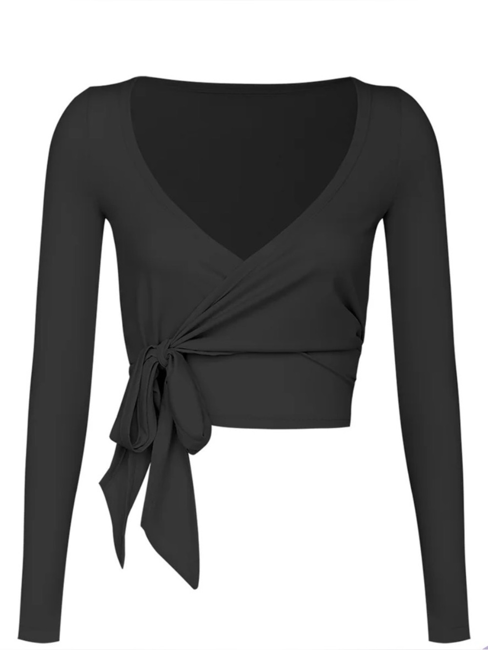 Wiskii TIE-FRONT LONG SLEEVE CROP TOP